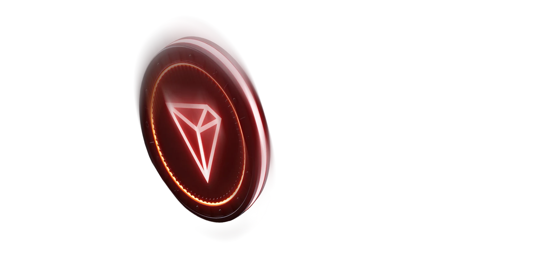 Glowing red Tron coin representing TRX payments at Here2Win Casino